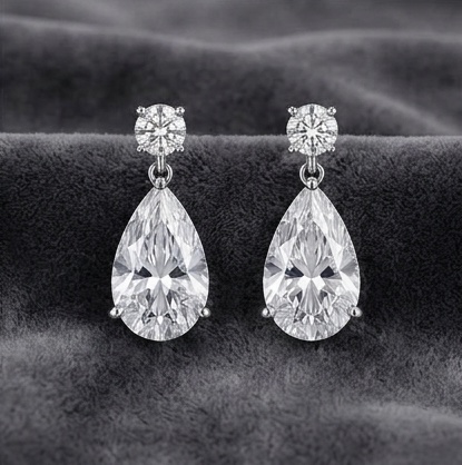 Pear Diamond Drop Earrings